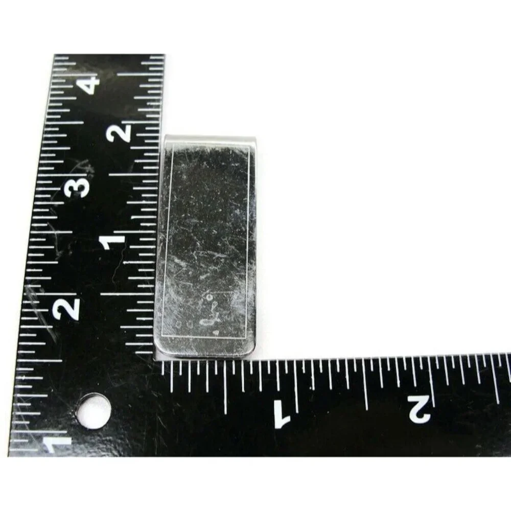Classic Simple Money Clip Silver-Tone Stainless Steel Vtg Wallet Cash ID Holder